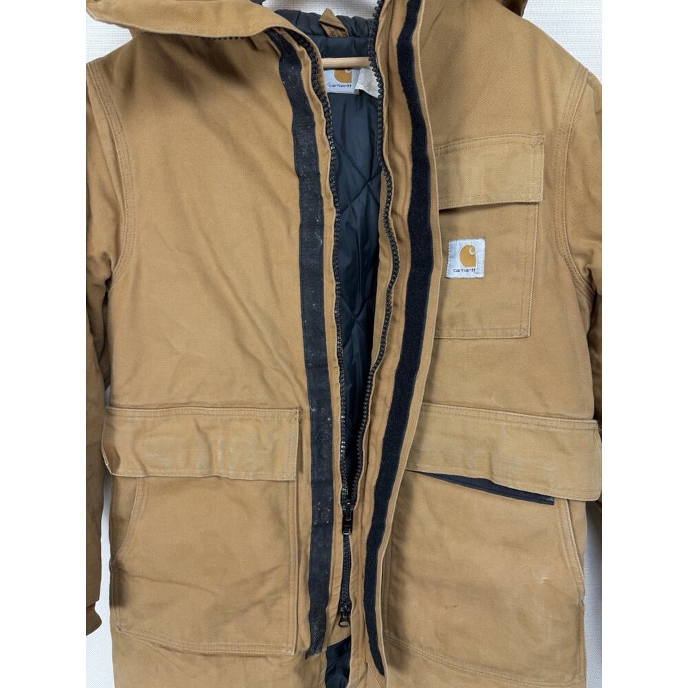 Vintage Carhartt Coat Jacket Brown Quilt Lined Hooded Men’s Size M Heavy Rugged - Picture 3 of 13